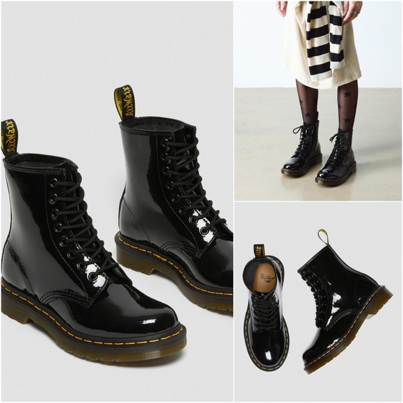 Dr. MARTENS1460 WOMEN'S PATENT LEATHER LACE UP BOOTS - Brand New - Picture 1 of 13